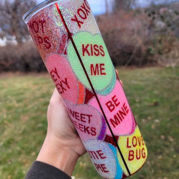 🆕️Custom, 20oz, Valentines Day, Candy Hearts, Stainless Steel Tumbler ♥️ - Picture 8 of 15